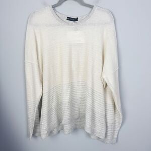SHIRIN GUILD | Ivory & Gray Linen Cashmere Oversized Sweater Women’s One Size